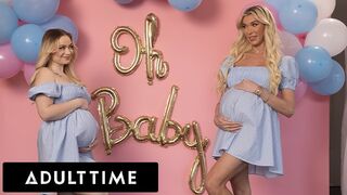 Csábos terhes barinők hármasban: Rylee Blake és Aubrey Kate közösülnek egy hűtlen férjjel!