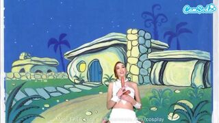 Cuki fiatal wilma flintstone cosplayben masturbál és cumizza a méretes fazsat