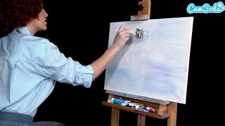 Ryan Keely bob ross cosplayban festés óráján megvadul a méretes didkós milf