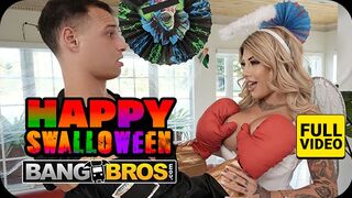 BANGBROS Hálózat Vonzó Milfje Vadul Cidázza Mostohafia Nagy Farkát Halloween Előtt